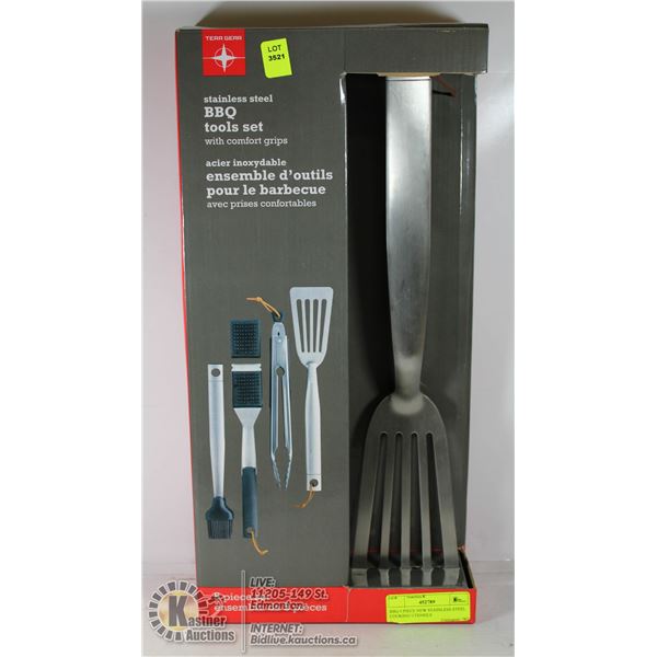 BBQ 5 PIECE NEW STAINLESS STEEL COOKING UTENSILS