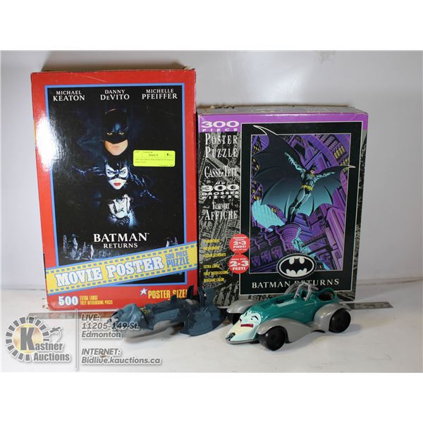 TWO BATMAN POSTERSIZE PUZZLES AND TOYS