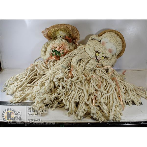 VINTAGE MOP HEAD DOLLS PAIR