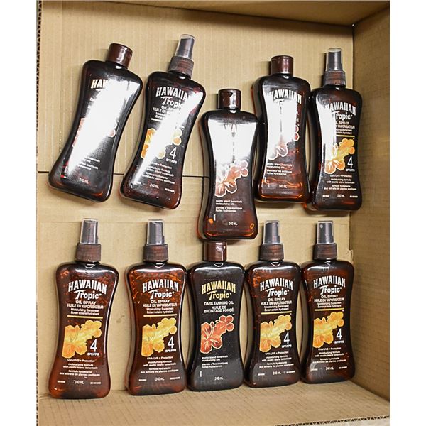 FLAT LOT OF HAWAIIAN TROPIC TANNING OIL AND SPRAY
