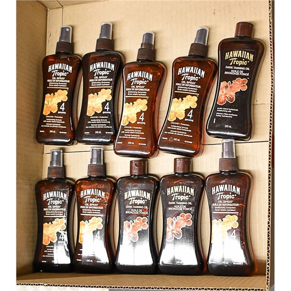 FLAT LOT OF HAWAIIAN TROPIC TANNING OIL AND SPRAY