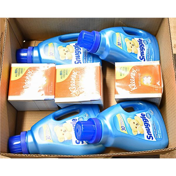 FLAT OF FABRIC SOFTENER AND KLEENEX LOT