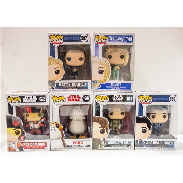 FUNKO POPS:  POE DAMERON, PORG, ELLIOT, YOUNG