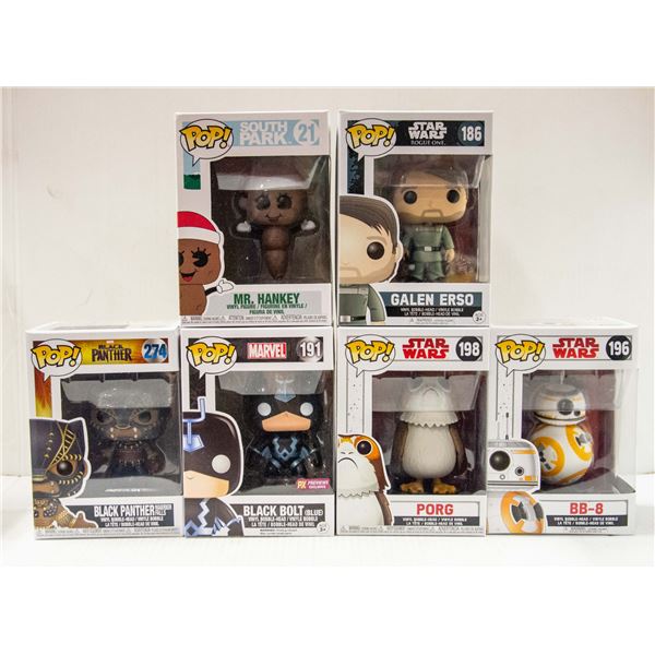 FUNKO POPS: GALEN ERSO, MR HANKEY, BB-8, PORG,