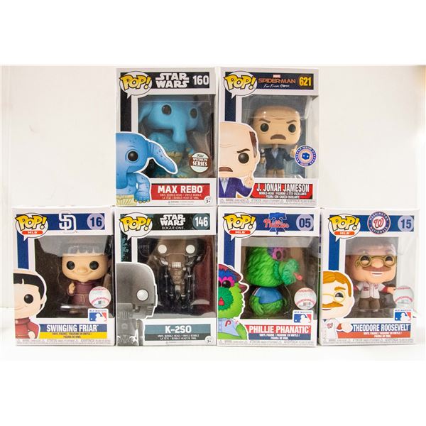 FUNKO POPS:  K-2S0, THEODORE ROOSEVELT, MAX REBO,
