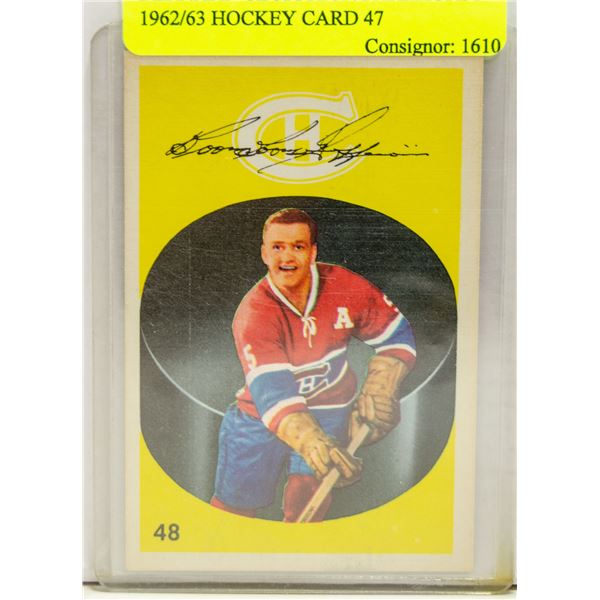 BERNARD GEOFFRION PARKHURST 1962/63 HOCKEY CARD 48