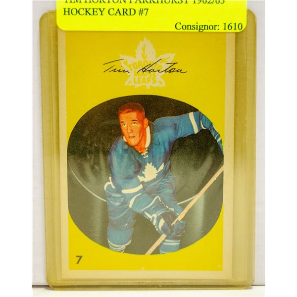 TIM HORTON PARKHURST 1962/63 HOCKEY CARD #7