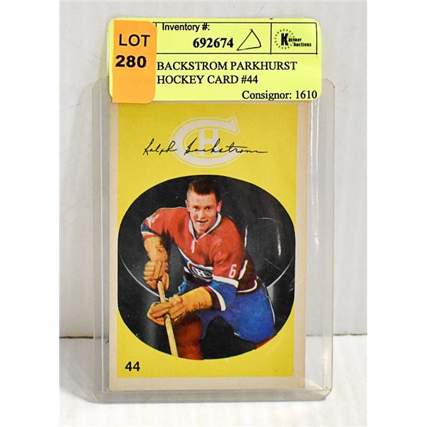 RALPH BACKSTROM PARKHURST 1962/63 HOCKEY CARD #44