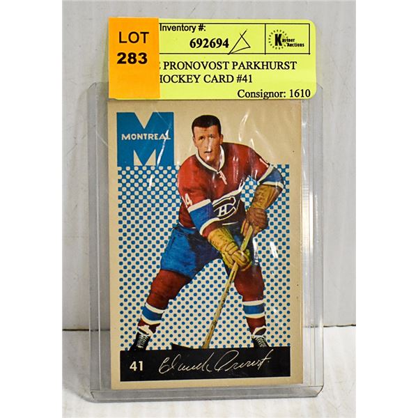 CLAUDE PRONOVOST PARKHURST 1962/63 HOCKEY CARD #41