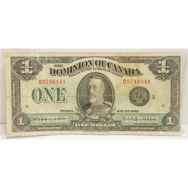 DOMINION OF CANADA 1923 BLACK SEAL $1 BILL