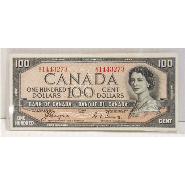 CANADIAN DEVILS FACE 1954 $100 BILL EXCELLENT COND