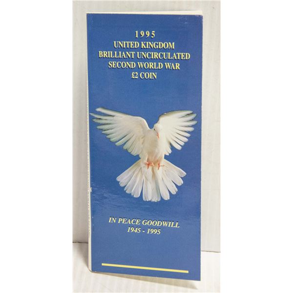 1995 GREAT BRITAIN PEACE DOVER 2 POUND COIN