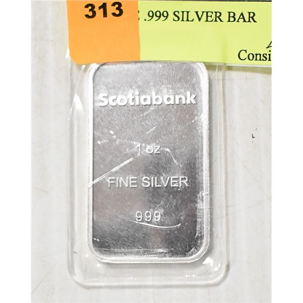 1 OUNCE .999 SILVER BAR