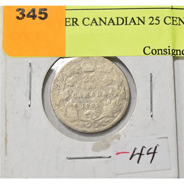 1905 SILVER CANADIAN 25 CENT COIN