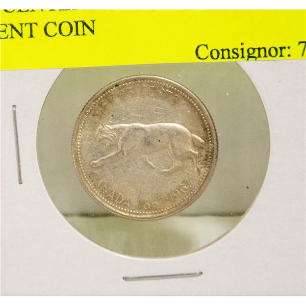 1967 CENTENIAL CANADIAN SILVER 25 CENT COIN