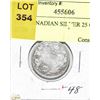 Image 1 : 1921 CANADIAN SILVER 25 CENT COIN