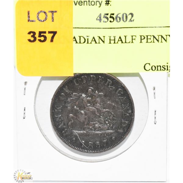 1857 CANADIAN HALF PENNY