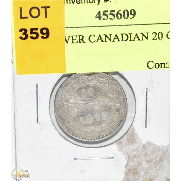 1873 SILVER CANADIAN 20 CENT COIN