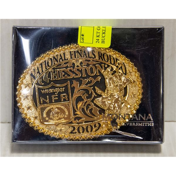24 KT GOLD PLATED NFR 2009 BELT BUCKLE MONTANA