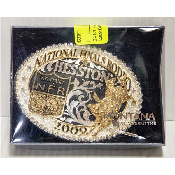 24 KT GOLD /SILVER PLATED NFR 2009 BELT BUCKLE