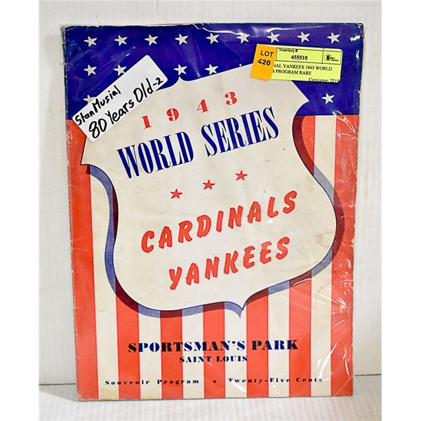 ORIGINAL YANKEES 1943 WORLD SERIES PROGRAM RARE