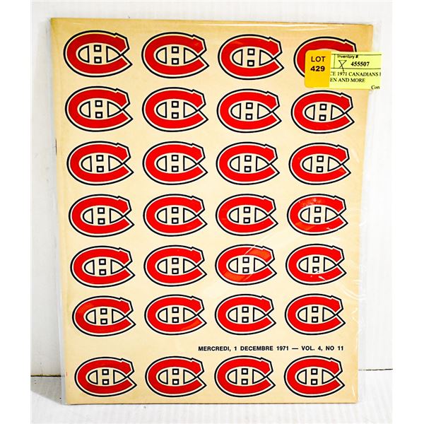 SCARCE 1971 CANADIANS PROGRAM DRYDEN AND MORE