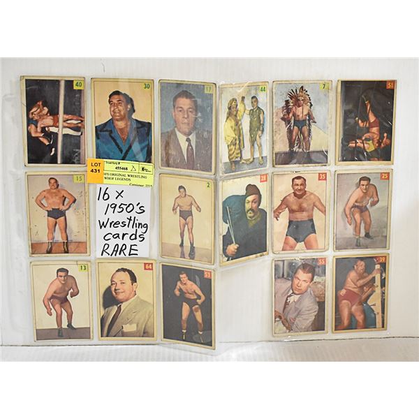 16 X 1950'S ORIGINAL WRESTLING CARDS WHOF LEGENDS