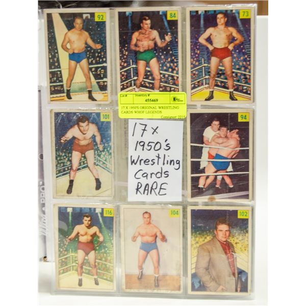 17 X 1950'S ORIGINAL WRESTLING CARDS WHOF LEGENDS