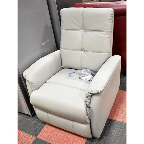 SHOWHOME GREY LEATHER ELECTRIC RECLINING CHAIR
