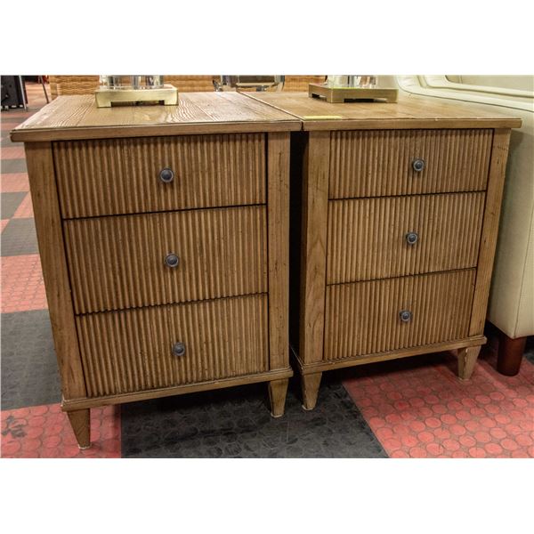 2 GREY WOODEN MATCHING END TABLES