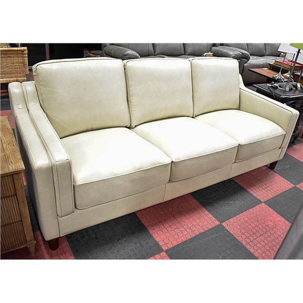 SHOWHOME BEIGE GENIUNE LEATHER SOFA