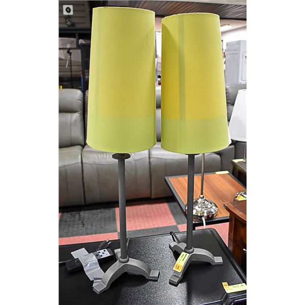 PAIR OF METAL GREEN SHADE LAMPS