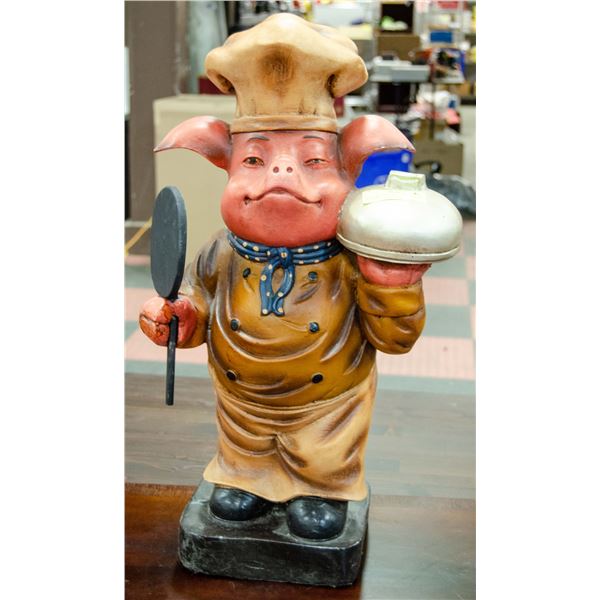 25 IN TALL CHEF PIG WITH COVERED PLATTER + SPATULA