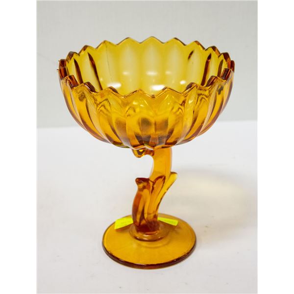 DECORATIVE 7.5INCH TALL GLASS CANDY DISH