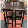 Image 1 : 2 BROWN WOODEN BAR STOOLS
