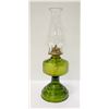 Image 1 : ANTIQUE OIL LAMP WITH DETAILS IN GREEN