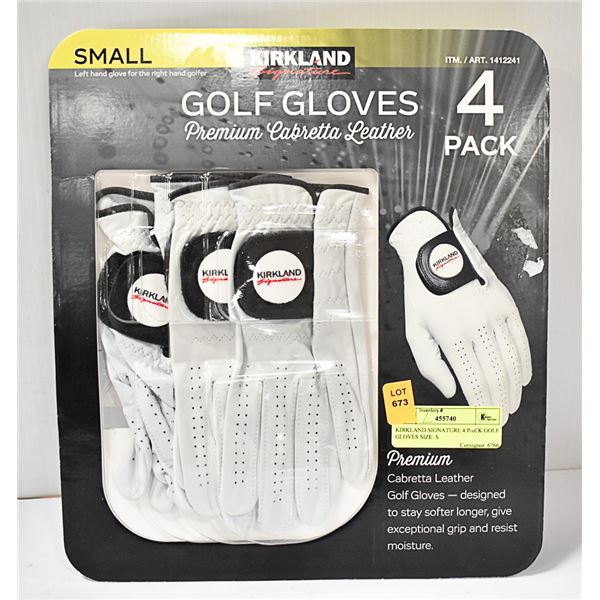 KIRKLAND SIGNATURE 4 PACK GOLF GLOVES SIZE: S