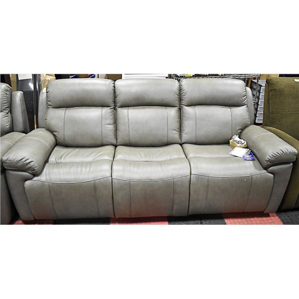 NEW GREY GENUINE LEATHER ELECTRIC RECLINING SOFA