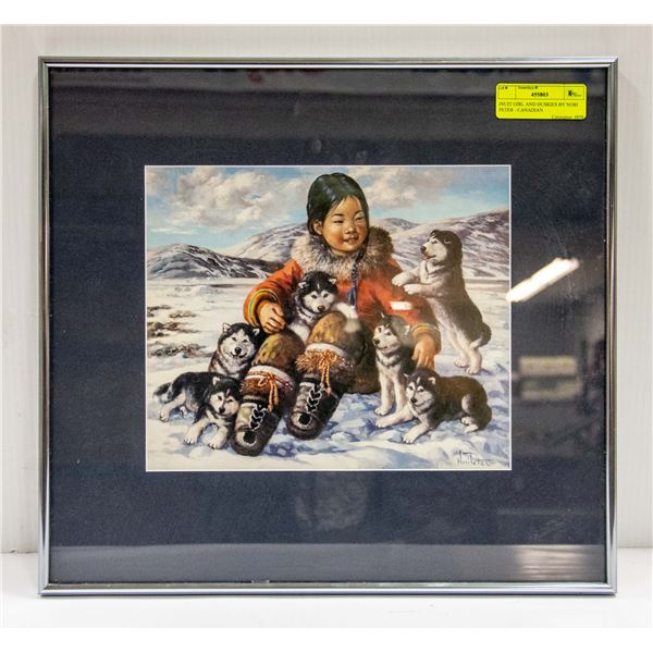 INUIT GIRL AND HUSKIES BY NORI PETER - CANADIAN