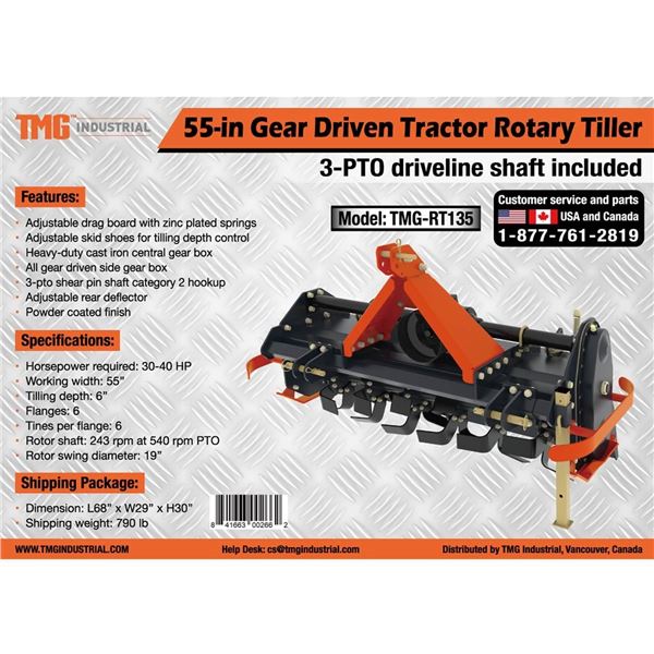 TMG-RT135 ROTARY TILLER 55''