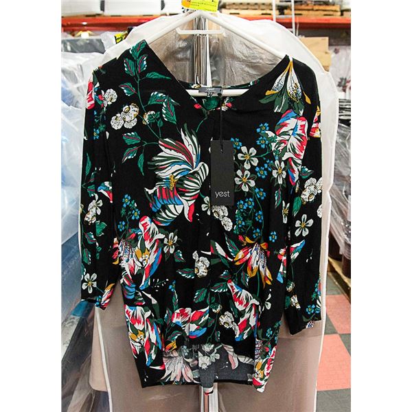 YEST LADIES BLACK MUTI-COLOUR TOP SIZE 8 NEW