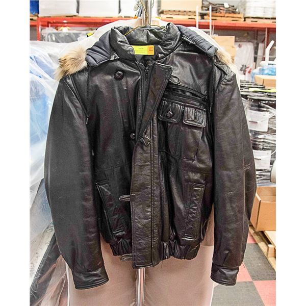 LEATHER S 36 MARIO DELFINO FUR TRIM LEATHER BOMBER