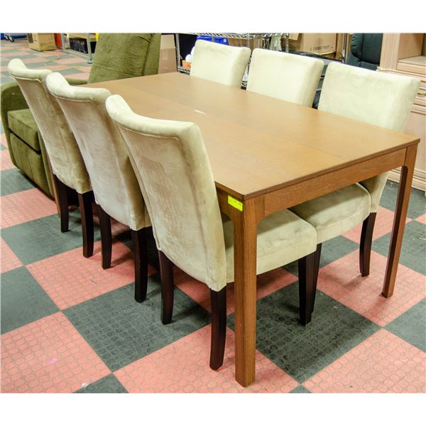 BROWN DINING TABLE WITH 6 CHAIRS