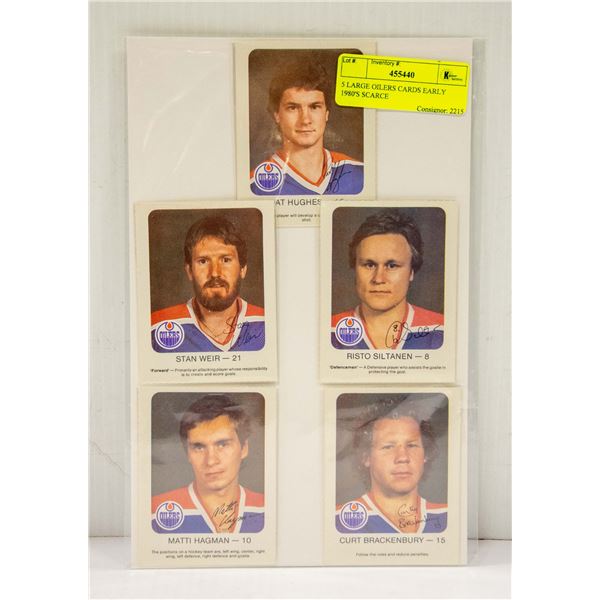 5 LARGE OILERS CARDS EARLY 1980'S SCARCE