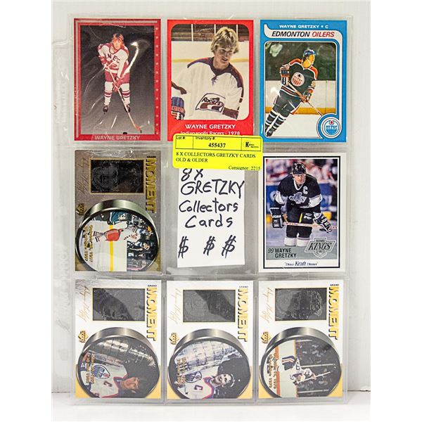 8 X COLLECTORS GRETZKY CARDS OLD & OLDER