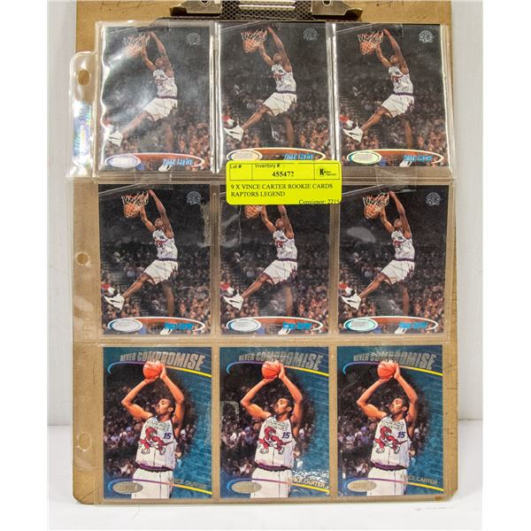 9 X VINCE CARTER ROOKIE CARDS RAPTORS LEGEND