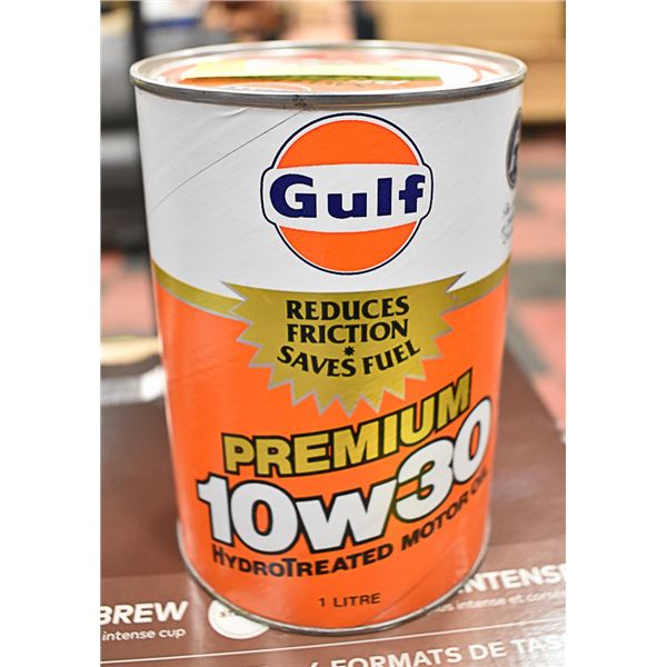VINTAGE GULF SUPER 10 W 30 MOTOR OIL FULL CAN