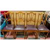 Image 1 : 4 STURDY WOOD AND LEATHER ANTIQUE CHAIRS