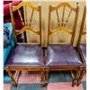Image 2 : 4 STURDY WOOD AND LEATHER ANTIQUE CHAIRS