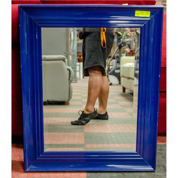 BLUE FRAMED MIRROR 31.5" TALL 25" WIDE